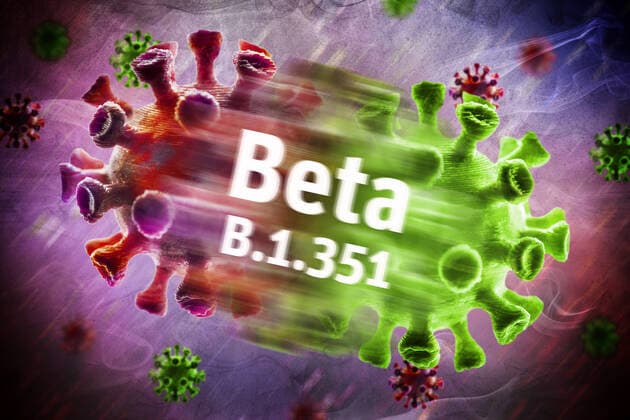 FOTOMONTAGE, Mutierter Coronavirus, Symbolfoto Beta-Variante B.1.351