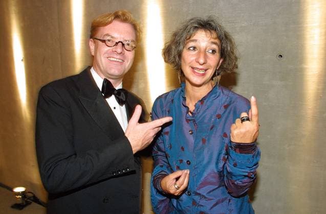 Juedisches Museum 09.09.2001 Politiker Andre Schmitz (Andreas Hans Gert Schmitz-Schwarzkopf, SPD) + Adrienne Goehler (Gruene, GAL), Senatorin, feierliche Gala zur Eroeffnung Juedisches Museum, Lindenstrasse 9-14, Berlin - 09.09.2001 - *** Jewish Museum 09 09 2001 Politician Andre Schmitz Andreas Hans Gert Schmitz Schwarzkopf, SPD Adrienne Goehler Gruene, GAL , Senator, gala opening ceremony Jewish Museum, Lindenstrasse 9 14, Berlin 09 09 2001 XXX