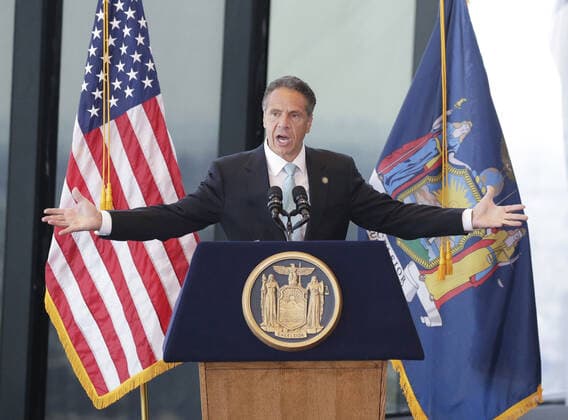 New York Gov. Andrew Cuomo makes an official announcement that New York State has officially lifted all COVID restrictions and lockdowns at One World Trade Center in New York City on Tuesday, June 15, 2021.  NYP20210615101 JohnxAngelillo