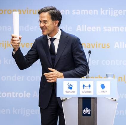 THE HAGUE - Outgoing Prime Minister Mark Rutte after a press conference. The cabinet announces accelerated relaxation of the corona measures. REMKO DE WAAL W Copyright: xHollandsexHoogtex xxANPx x432736849x