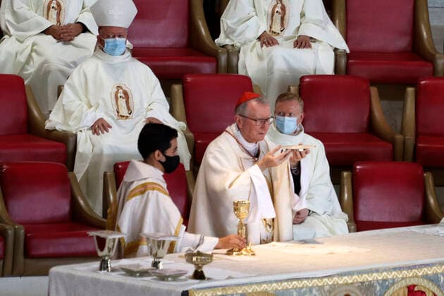 Cardinal Pietro Parolin In A Mass in the Basilica of Guadalupe MEXICO CITY, MEXICO - JUNE 20: Cardinal Pietro Parolin, Secretary of State of the Holy accompanied by Cardinal Carlos Aguiar Retes, Archbishop Primate of Mexico, during a mass In the Basilica of Guadalupe on June 20, 2021 in Mexico City, Mexico. Copyright: xLuisxBarronx EYEPIXGROUP_LB_20062021_9247