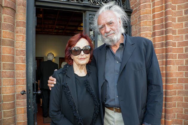 Achim Wolff, Brigitte Grothum bei Trauergottesdienst für Horst Pillau in der Ev. Kirche zum Heilsbronnen, Berlin. *** Achim Wolff, Brigitte Grothum at the funeral service for Horst Pillau in the Ev Kirche zum Heilsbronnen, Berlin