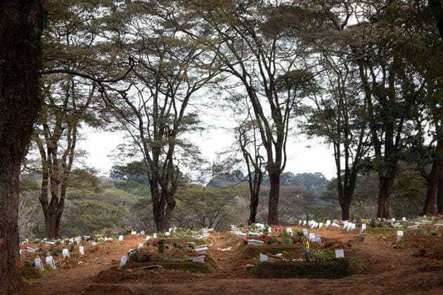 SÃO PAULO, SP - 21.06.2021: ENTERROS NO CEMITÉRIO DA VILA FORMOSA - Tombs in the Vila Formosa Cemetery, East Side of São Paulo this Monday afternoon (21). Brazil passed the mark of 502,000 killed by Covid-19 while recording the highest moving average of Covid-19 cases since April. x2082648x  YurixMurakami