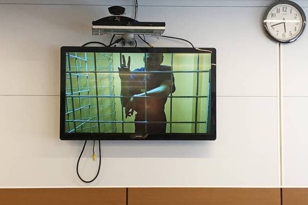 Bilder des Jahres 2021, News 06 Juni News Themen der Woche KW25 News Bilder des Tages MOSCOW, RUSSIA - JUNE 22, 2021: Opposition activist Alexei Navalny attends via video link as Moscow s Preobrazhensky District Court adjourns for June 25 a hearing into his flight risk claim against pre-trial detention centre No 1 (Matrosskaya Tishina) in order to give Navalny s lawyer an opportunity to study case papers. Preobrazhensky District Court TASS THIS IMAGE WAS PROVIDED BY A THIRD PARTY. EDITORIAL USE ONLY  TS105BFE