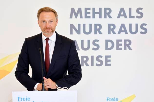 Christian Lindner bei einem Pressestatement der FDP vor der Fraktionssitzung auf der Fraktionsebene im Reichstagsgebäude. Berlin, 22.06.2021