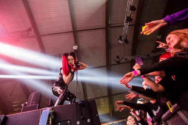 Aqua Norway, Bergen - April 29, 2019. The Danish eurodance group Aqua performs a live concert during the We Love the 90?s show at Bergenshallen in Bergen. Here singer Lene Nystrom is seen live on stage. Bergen Norway Bergenshallen  Copyright: xGonzalesxPhoto JarlexH.xMoex