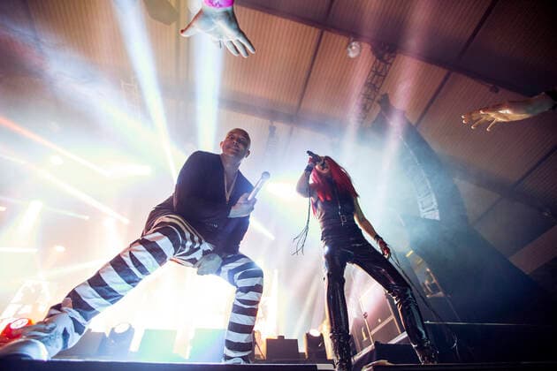 Aqua Norway, Bergen - April 29, 2019. The Danish eurodance group Aqua performs a live concert during the We Love the 90?s show at Bergenshallen in Bergen. Here the two singers Lene Nystrom and Ren? Dif are seen live on stage. Bergen Norway Bergenshallen  Copyright: xGonzalesxPhoto JarlexH.xMoex
