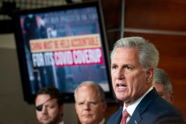 June 23, 2021, Washington, District of Columbia, USA: United States House Minority Leader Kevin McCarthy (Republican of California) offers remarks while joined by House Republicans for a press conference regarding China and COVID-19 accountability, at the US Capitol, in Washington, DC, Wednesday, June 23, 2021. Credit: Rod Lamkey CNP Washington USA - ZUMAs152 20210623_zaa_s152_075 Copyright: xRodxLamkeyx-xCnpx