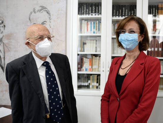 Foto IPP Fabio Cimaglia Roma 23 06 2021 Fondazione Luigi Einaudi. Premio Luigi Einaudi 2021 a Sabino Cassese Nella foto: Sabino Cassese, Marta Cartabia Roma 23 06 2021 Fondazione Luigi