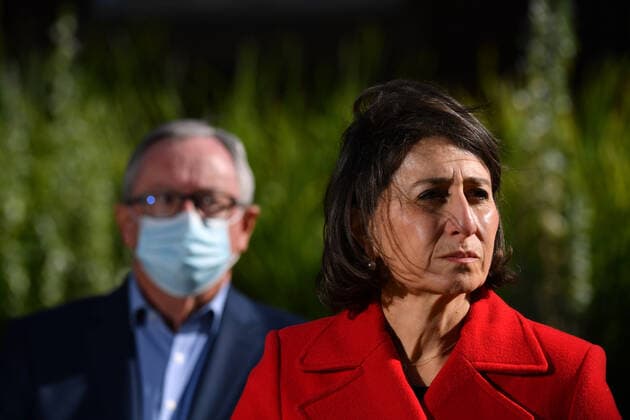 GLADYS BEREJIKLIAN COVID19 PRESSER, NSW Health Minister Brad Hazzard and Premier Gladys Berejiklian speaks to the media during a press conference in Sydney, Saturday, June 26, 2021. ( NO ARCHIVING, EDITORIAL USE ONLY, NO USE IN BOOKS WITHOUT CONSENT SYDNEY NSW AUSTRALIA  Copyright: xMICKxTSIKASx 20210626001552624035