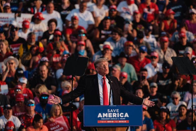 Bilder des Jahres 2021, News 06 Juni News Themen der Woche KW25 News Bilder des Tages June 26, 2021, Wellington, Ohio, USA: Former President DONALD J. TRUMP speaks during his first Save America Rally held Saturday, June 26, 2021 at the Lorain County Fairgrounds in Wellington Ohio. ZUMA Press Wellington USA - ZUMAd160 20210626_znp_d160_026 Copyright: xAndrewxDolphx
