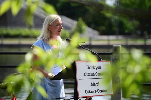 June 28, 2021, Ottawa, on, Canada: Catherine McKenna, Minister of Infrastructure and Communities, holds a press conference in Ottawa on Monday, June 28, 2021. McKenna has announced she will not stand for re-election in her riding of Ottawa Centre. Ottawa Canada  - ZUMAc35_ 20210628_zaf_c35_004 Copyright: xSeanxKilpatrickx