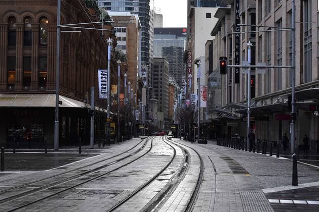 NSW CORONAVIRUS COVID19, George Street is seen empty in the central business district in Sydney, Tuesday, June 29, 2021. More than five million people in Greater Sydney and its surrounds have gone into a 14-day lockdown as health authorities try to regain control of a coronavirus outbreak. ( NO ARCHIVING, EDITORIAL USE ONLY, NO USE IN BOOKS WITHOUT CONSENT SYDNEY NSW AUSTRALIA  Copyright: xMICKxTSIKASx 20210629001553397384