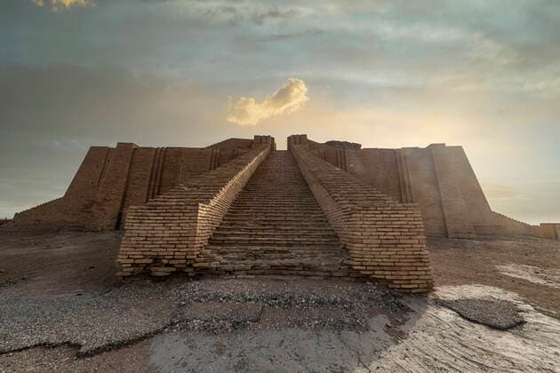 Ziggurat, ancient city of Ur, The Ahwar of Southern Iraq, UNESCO World Heritage Site, Iraq, Middle East Copyright: MichaelxRunkel 1184-5780