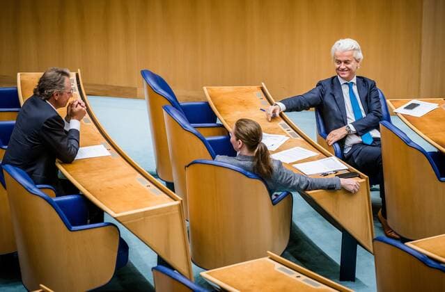 THE HAGUE - (VLNR) Barry Madlener (PVV), Fleur Agema (PVV and Geert Wilders (PVV) of the PVV faction during the weekly question time in the House of Representatives. ANP BART MAAT Copyright: xHollandsexHoogtex xxANPx x433184376x