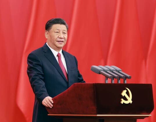 (210629) -- BEIJING, June 29, 2021 -- Chinese President Xi Jinping, also general secretary of the Communist Party of China (CPC) Central Committee and chairman of the Central Military Commission, delivers an important speech at the ceremony to present the July 1 Medal, the Party s highest honor, to outstanding Party members at the Great Hall of the People in Beijing, capital of China, June 29, 2021. The award ceremony of the July 1 Medal was held Tuesday morning at the Great Hall of the People in Beijing. ) CHINA-BEIJING-XI JINPING-JULY 1 MEDAL-AWARD CEREMONY (CN) DingxLin 