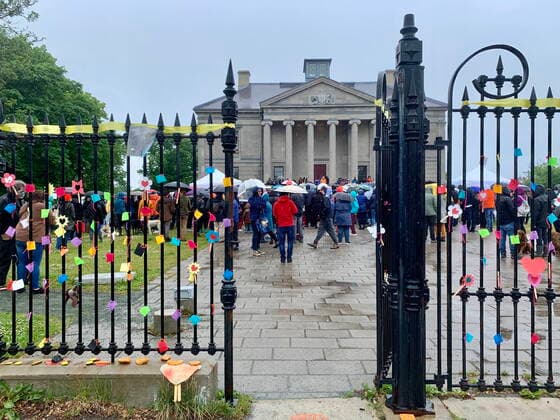 July 1, 2021, ST.JOHN S, NL, Canada: Hundreds gathered despite pouring rain in St. John s on Thursday, July 1, 2021 in front of the Colonial Building downtown for a Cancel Canada Day demonstration in solidarity with Indigenous communities. ST.JOHN S Canada  - ZUMAc35_ 20210701_zaf_c35_061 Copyright: xSarahxSmelliex