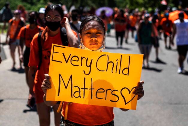 July 1, 2021, EDMONTON, ab, Canada: People march for residential school children during an anti-Canada Day rally in Edmonton Alta, on Thursday, July 1, 2021. EDMONTON Canada  - ZUMAc35_ 20210701_zaf_c35_119 Copyright: xJasonxFransonx