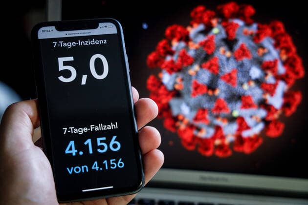 News Bilder des Tages Coronavirus in Deutschland - Covid-19-Dashboard des Robert Koch-Institut 01.07.2021: Robert Koch-Institut: 7-Tage-Inzidenz 5,0. 7-Tage-Fallzahl 4.156. COVID-19-Fälle 3.729.682. Zugang um 649 gegenüber dem Vortag. COVID-19-Todesfälle 91.007. Zugang um 69 gegenüber dem Vortag.
