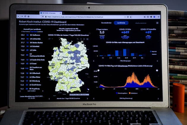 Coronavirus in Deutschland - Covid-19-Dashboard des Robert Koch-Institut 01.07.2021: Robert Koch-Institut: 7-Tage-Inzidenz 5,0. 7-Tage-Fallzahl 4.156. COVID-19-Fälle 3.729.682. Zugang um 649 gegenüber dem Vortag. COVID-19-Todesfälle 91.007. Zugang um 69 gegenüber dem Vortag.