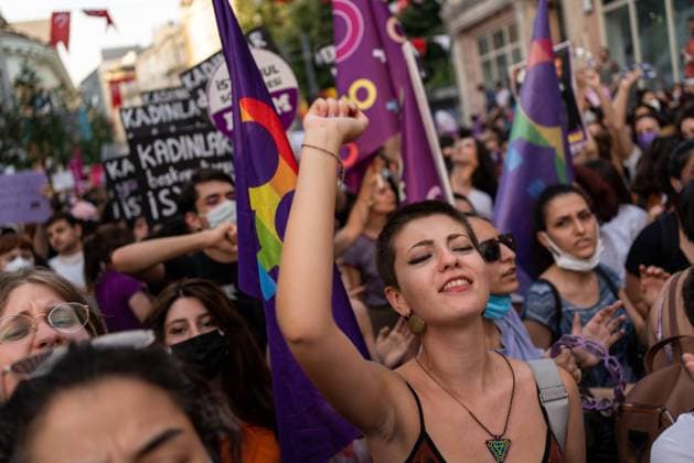 Women Protest Withdrawal From Istanbul Convention Women and LGBTQI activists organized a protest against Turkey s withdrawal from the Istanbul Convention in Istanbul, Turkey on July 1, 2021. According to a presidential decree published earlier this year, Turkey withdrew from Istanbul Convention, an international treaty on preventing violence against women and domestic violence which was signed in 2011. A court appeal to stop the withdrawal was rejected this week, and Turkey formally departed the Istanbul Convention today. Istanbul Turkey demirtas-notitle210701_npgF6  Copyright: xErhanxDemirtasx