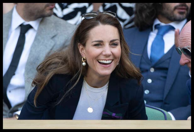 . 02 07 2021. London, United Kingdom. Kate Middleton, the Duchess of Cambridge, in the Royal Box on day five of the Wimbledon Tennis Championships in London.  xStephenxLockx xi-Imagesx IIM-22344-0076
