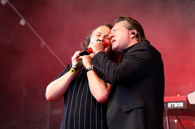 Martin Becker und Claudius Dreilich von Karat live im Rahmen der Karat 45 Open Air Tour in der Kulturbrauerei. Görlitz, 03.07.2021