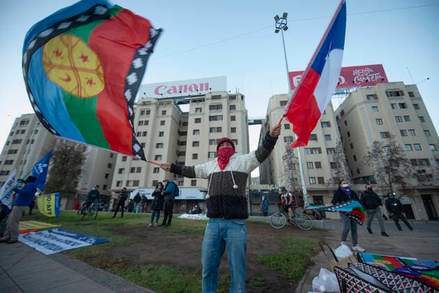 Santiago, July 3, 2021 Adherents of the Peoples List, along with their elected convenors, gather to march from Baquedano Square to the former National Congress where the first session of the Constituent Assembly will be held Sergio Pina Aton Chile, Santiago Chile Aton 522586  Copyright: SERGIOxPINA ATONxCHILE
