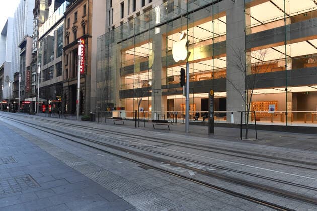 NSW CORONAVIRUS COVID19, A near empty George Street is seen in the central business district in Sydney, Wednesday, July 7, 2021. Media sources are reporting that the NSW government is to confirm the greater Sydney lockdown will be extended by a week as the state?s case numbers refuse to drop into the single digits. ( NO ARCHIVING, EDITORIAL USE ONLY, NO USE IN BOOKS WITHOUT CONSENT SYDNEY NSW AUSTRALIA  Copyright: xMICKxTSIKASx 20210707001555374574