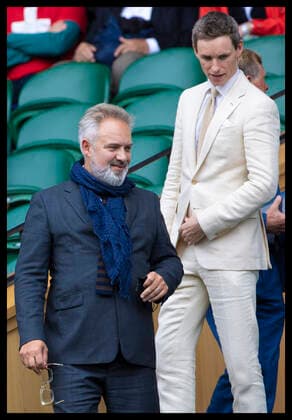 . 07 07 2021. London, United Kingdom. Sir Sam Mendes and Eddie Redmayne arriving in the royal Box on day nine of the Wimbledon Tennis Championships in London.  xStephenxLockx xi-Imagesx IIM-22370-0090