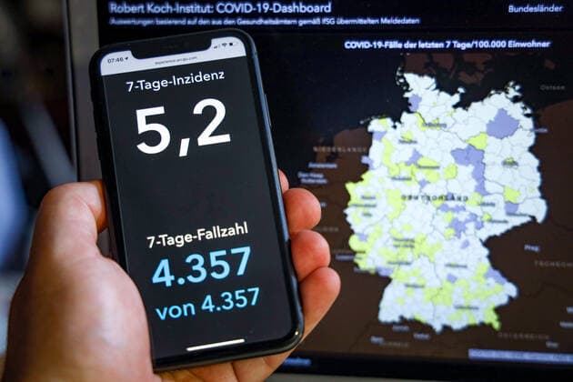 Coronavirus in Deutschland - Covid-19-Dashboard des Robert Koch-Institut 08.07.2021: Robert Koch-Institut: 7-Tage-Inzidenz 5,2. 7-Tage-Fallzahl 4.357. COVID-19-Fälle 3.733.519. Zugang um 970 gegenüber dem Vortag. COVID-19-Todesfälle 91.141. Zugang um 31 gegenüber dem Vortag.