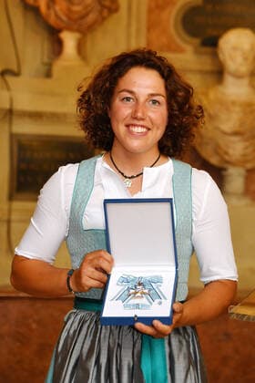Laura Dahlmeier, die ehemalige Olympiasiegerin im Biathlon und Preisträgerin bei der Verleihung vom Bayerischen Verdienstorden am 8.7.2021 in München Verleihung vom Bayerischen Verdienstorden 2021 inj München