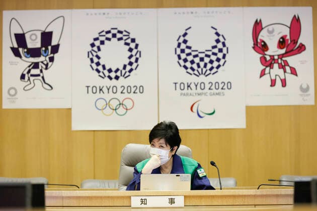 July 8, 2021, Tokyo, Japan: Tokyo Governor Yuriko Koike attends a Tokyo COVID-19 meeting at the Tokyo Metropolitan Government building. Japanese Prime Minister Yoshihide Suga announced a state of emergency in Tokyo, which will run throughout the Olympic Games to curb a recent surge of coronavirus infections. Tokyo confirmed 896 new cases of COVID-19 on Thursday. Tokyo Japan - ZUMAm191 20210708_zap_m191_004 Copyright: xRodrigoxReyesxMarinx