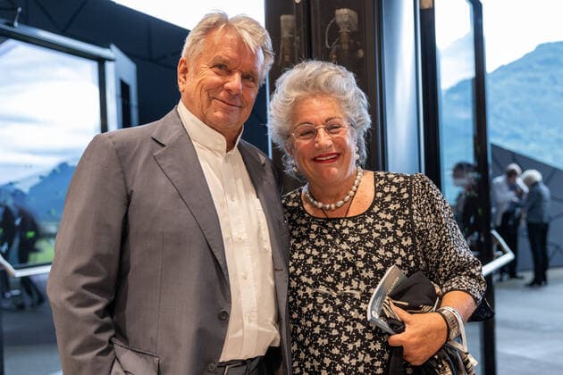 Erl 08.07.2021, Festspielhaus, Erl, AUT, Tiroler Festspiele Erl 2021, Eröffnungskonzert, im Bild Festspielpräsident Hans Peter Haselsteiner mit Ehefrau Ulrike Festival President Hans Peter Haselsteiner with his wife Ulrike during the Opening concert of the Tiroler Festspiele Erl at the Festspielhaus in Erl, Austria on 2021 07 08.