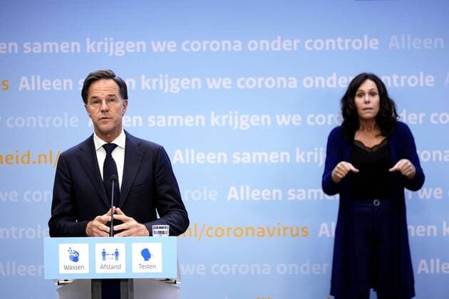 THE HAGUE - Outgoing Prime Minister Mark Rutte during an extra press conference. The cabinet is concerned about the sharp increase in the number of positive corona infections. ANP PHIL NIJHUIS Copyright: xHollandsexHoogtex xxANPx x433628507x