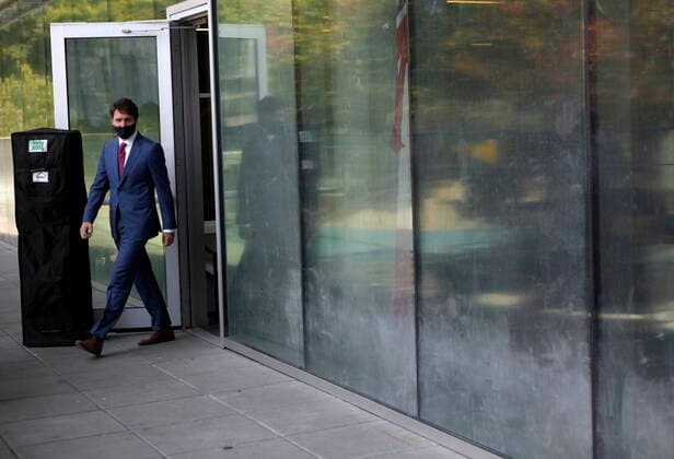 July 9, 2021, Surrey, BC, Canada: Prime Minister Justin Trudeau arrives for a transit announcement at Surrey City Hall in Surrey, B.C., on Friday, July 9, 2021. Surrey Canada  - ZUMAc35_ 20210709_zaf_c35_049 Copyright: xChadxHipolitox