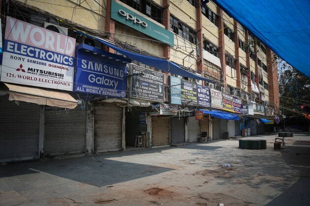 NEW DELHI, INDIA JULY 10: A deserted view of Gaffar Market after the Delhi Disaster Management Authority (DDMA) on Friday ordered temporary closure of Gaffar Market and Naiwala Market in central Delhi?s Karol Bagh -- popular for car accessories and electronic gadgets -- for at least two days, citing violation of Covid-19 regulations, on July 10, 2021 in New Delhi, India. In the last 10 days, the authorities have similarly cracked down on at least nine such popular markets in the city, including the Lajpat Nagar Central Market and Laxmi Nagar market. (Photo by Sanchit Khanna Hindustan Times ) Two Karol Bagh Markets Temporarily Closed Over Violation Of Covid Norms