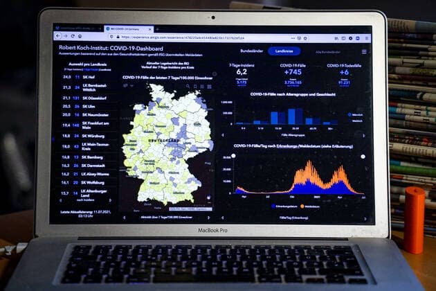 Coronavirus in Deutschland - Covid-19-Dashboard des Robert Koch-Institut 11.07.2021: Robert Koch-Institut: 7-Tage-Inzidenz 6,20. 7-Tage-Fallzahl 5.175. COVID-19-Fälle 3.736.165. Zugang um 745 gegenüber dem Vortag. COVID-19-Todesfälle 91.231. Zugang um 6 gegenüber dem Vortag.