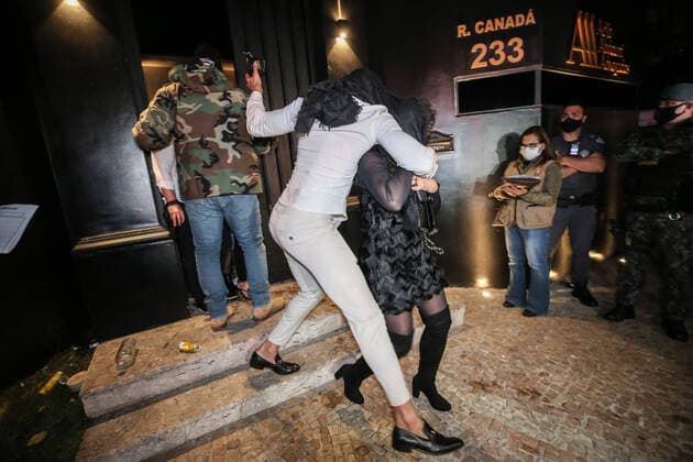 July 11, 2021, Sao Paulo, Sao Paulo, Brazil: A Task Force operation ends a clandestine party at a famous law firm in an upscale neighborhood of Sao Paulo, Brazil, on Saturday night (10)..There were about 500 people at the site and many were not wearing face masks. According to information from the Police, admission to the party cost R$1,500.00 (US$300) for men and R$800.00 (US$160) for women..The place was interdicted and fined. Sao Paulo Brazil - ZUMAl146 20210711_zaf_l146_021 Copyright: xPauloxLopesx