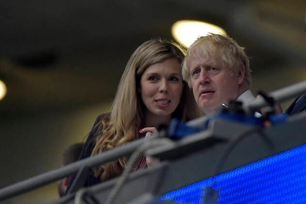 Carrie Symonds e Boris Johnson during the Uefa Euro 2020 Final football match between Italy and England at Wembley stadium in London (England), July 11th, 2021. Photo Andrea Staccioli Insidefoto andreaxstaccioli