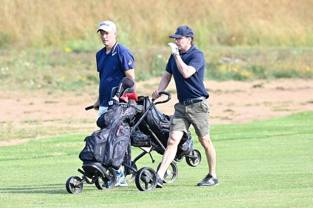 Prince Daniel walking with former tennis professional Thomas Johansson during the annual Victoria Golf during the annual Victoria Golf at Ekerum golf course, Borgholm, Oland, Sweden, July 13, 2021 BORGHOLM Sweden x62360x,  Copyright: xMikaelxFritzon TTx VICTORIA GOLF TOURNAMENT 2021