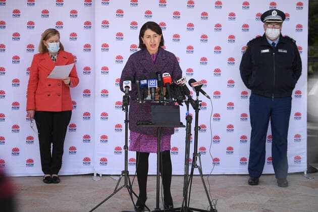 GLADYS BEREJIKLIAN COVID19 PRESSER, NSW Premier Gladys Berejiklian addresses media during a press conference in Sydney, Friday, July 16, 2021.( NO ARCHIVING, EDITORIAL USE ONLY, NO USE IN BOOKS WITHOUT CONSENT SYDNEY NSW AUSTRALIA  Copyright: xDANxHIMBRECHTSx 20210716001557624636