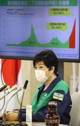 July 16, 2021, Tokyo, Japan - Tokyo Governor Yuriko Koike speaks before press at the Tokyo Metropolitan Government office in Tokyo on Friday, July 16, 2021. 1271 people were infected with the new coronavirus in Tokyo on July 16, one week before the opening of the Tokyo 2020 Olympic Games.  (164766683)