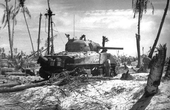 The invasion of Iwo Jima began on February 19, 1945, and continued to March 27, 1945. The battle was a major initiative of the Pacific Campaign of World War II. The Marine invasion was charged with the mission of capturing the airfields on the island, which up until that time had harried U.S. bombing missions to Tokyo. Once the bases were secured, they could then be of use in the impending invasion of the Japanese mainland.<br ><br > The battle was marked by some of the fiercest fighting of the War. The Imperial Japanese Army positions on the island were heavily fortified, with vast bunkers, hidden artillery, and 18 kilometres of tunnels.The battle was the first U.S. attack on the Japanese Home Islands and the Imperial soldiers defended th xSupplier:xCPAxMediaxCo.xLtd.x Copyright: xx