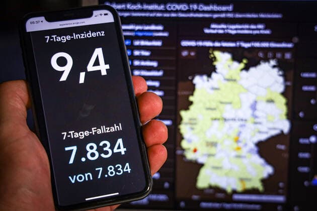 Coronavirus in Deutschland - Covid-19-Dashboard des Robert Koch-Institut 17.07.2021: Robert Koch-Institut: 7-Tage-Inzidenz 9,4. 7-Tage-Fallzahl 7.834. COVID-19-Fälle 3.743.389. Zugang um 1.608 gegenüber dem Vortag. COVID-19-Todesfälle 91.359. Zugang um 22 gegenüber dem Vortag.