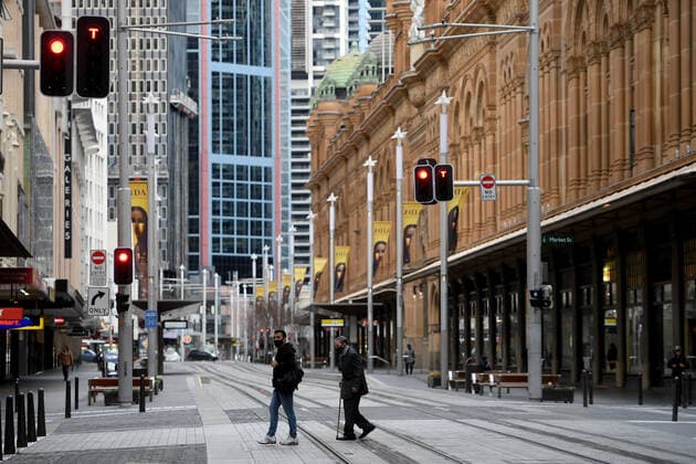 NSW CORONAVIRUS COVID19, A general view of the central business district in Sydney, Saturday, July 17, 2021. The stay-at-home orders for coronavirus-hit Greater Sydney and surrounds have been tightened with the lockdown extended for a further 2 weeks. ( NO ARCHIVING, EDITORIAL USE ONLY, NO USE IN BOOKS WITHOUT CONSENT SYDNEY NSW AUSTRALIA  Copyright: xDANxHIMBRECHTSx 20210717001557873124