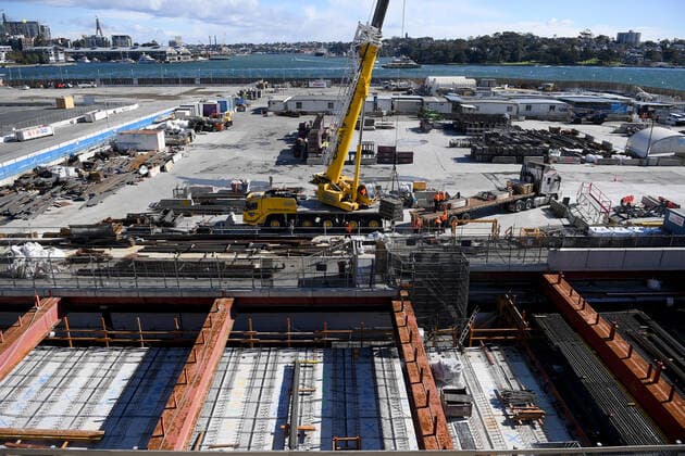 NSW CORONAVIRUS COVID19, A general view of construction sites in Sydney, Saturday, July 17, 2021. The stay-at-home orders for coronavirus-hit Greater Sydney and surrounds have been tightened including a pause on all construction work until the end of July. ( NO ARCHIVING, EDITORIAL USE ONLY, NO USE IN BOOKS WITHOUT CONSENT SYDNEY NSW AUSTRALIA  Copyright: xDANxHIMBRECHTSx 20210717001557901780