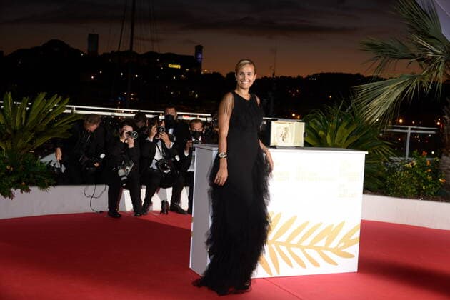 July 17, 2021, CANNES, France: Julia Ducournau poses with the Palme d Or Best Movie Award for Titane during the 74th annual Cannes Film Festival on July 17, 2021 in Cannes, France. CANNES France - ZUMAi09_ 20210717_zaf_i09_043 Copyright: xFrederickxInjimbertx