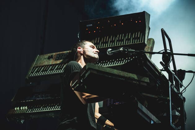 Subsonica Konzert beim Flowers Festival in Collegno Italy: Subsonica 2021 FLOWERS FESTIVAL, COLLEGNO, ITALY JULY 17TH: Davide Boosta Dileo, keyboard synth player of the Italian rock pop band Subsonica, performing live on stage for the band s first summer 2021 tour concert. FOR EDITORIAL USE ONLY - Alessandro Bosio Collegno Torino Italy Copyright: AlessandroxBosio