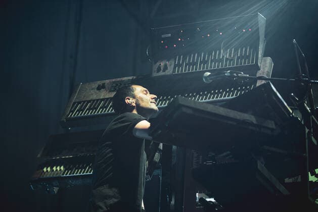 Subsonica Konzert beim Flowers Festival in Collegno Italy: Subsonica 2021 FLOWERS FESTIVAL, COLLEGNO, ITALY JULY 17TH: Davide Boosta Dileo, keyboard synth player of the Italian rock pop band Subsonica, performing live on stage for the band s first summer 2021 tour concert. FOR EDITORIAL USE ONLY - Alessandro Bosio Collegno Torino Italy Copyright: AlessandroxBosio